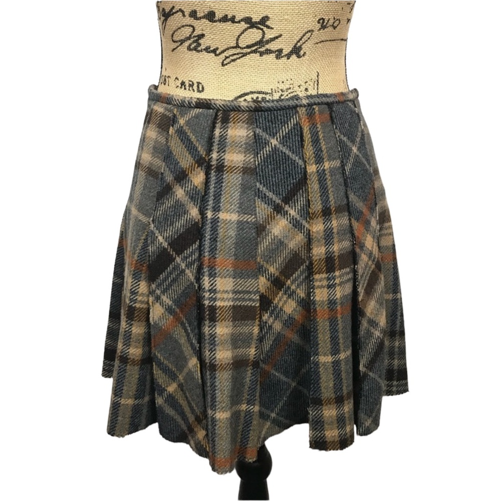 R35SSO ‘Made in Italy’ Wool Plaid Pleated Skirt - Picture 2 of 15